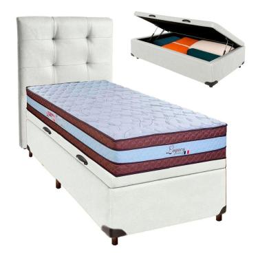 Imagem de Kit Cama Box Bau + Cabeceira + Colchão Solteiro Molas Ensacadas - Legaccy - Paropas