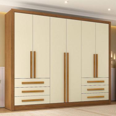 Imagem de Guarda-Roupa Casal Monaco Plus 6 Portas 6 Gavetas Cinamomo/Off White - Maxel