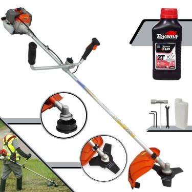 Imagem de Podador de Grama Robusto Vulcan VR330-P À Gasolina 33cc 1,2HP Alta Rotação Roçadeira Completa Com Carretel de Nylon + Faca 3 Pontas + ÓLEO TOYAMA 2T