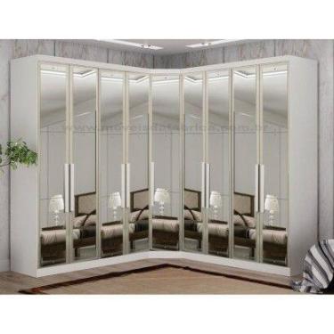 Imagem de Modulado Espelhado 100% MDF 9 Portas 6 Gavetas - Linea-Branco - Móveis