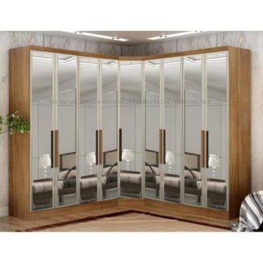 Imagem de Guarda Roupa 100% MDF Espelhado 9 Portas 6 Gavetas - Linea-Cumaru - Mó