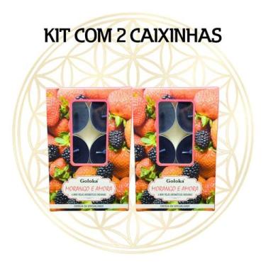 Imagem de KIT C/2 CX's Vela Aromática Para Rechaud Indiana Goloka, MORANGO E AMO
