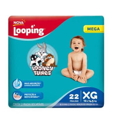 Imagem de Fralda Looping Looney Tunes Mega XG com 22 Unidades