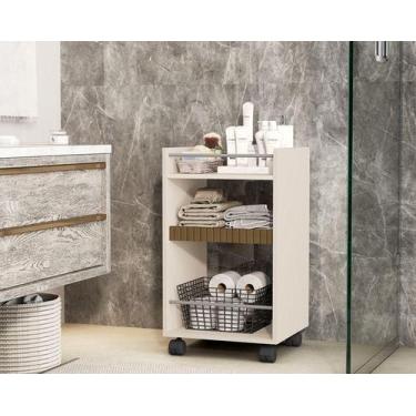 Imagem de Armário Multiuso Organizador Banheiro Sala Decore com Rodizio Amora co