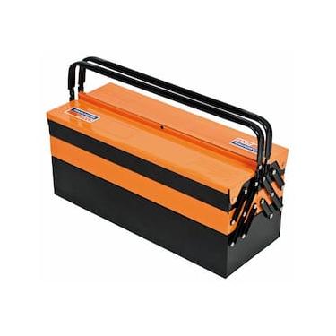 Imagem de Caixa Sanfonada Tramontina Pro 44952000 com 5 Gavetas e Alças Dobráveis - Preto/Laranja