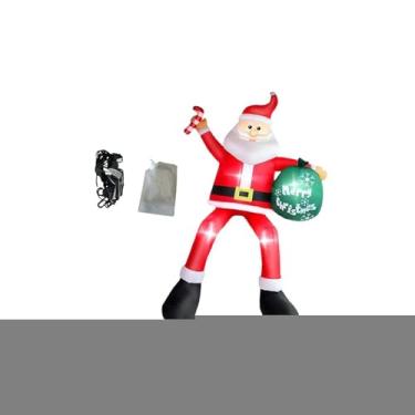 Imagem de oshhni Papai Noel inflável LED no telhado, iluminação externa, infláveis, enfeite de Natal para quintal e feriado