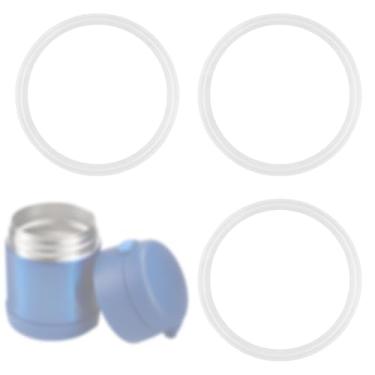 Imagem de 3 peças de juntas para jarras de alimentos, juntas de substituição de silicone para tampas de vedação, peças de jarras de alimentos compatíveis com Thermos Funtainer Frasco de comida de 290 ml (branco