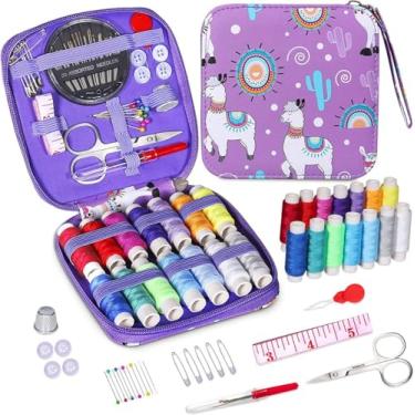 Imagem de Kit de costura de 69 peças com estojo, suprimentos de costura portáteis para viajantes domésticos, adultos, iniciantes, emergências, contém linha, tesoura, agulhas, fita métrica