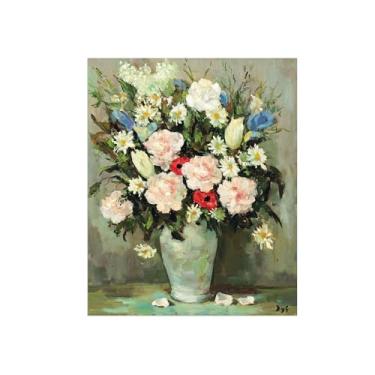 Imagem de Pôster e impressões em tela de flores vintage - reprodução de pintura de arte de parede famosa - Flores em vaso - imagens para sala de estar 50 x 60 cm 20 x 24 pol sem moldura