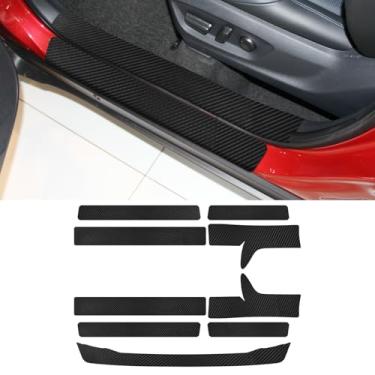 Imagem de Bilisin 9 peças de protetor de peitoril de porta de carro compatível com Toyota C-HR 2018-2025, couro de fibra de carbono auto porta-malas protetor de entrada acessórios