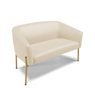 Imagem de Sofá Namoradeira 2 Lugares Pé De Ferro Dourado Stella Corino Bege D03 - D'rossi