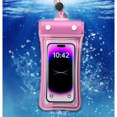 Imagem de Bolsa de telefone à prova d'água, bolsa flutuante à prova d'água com tela sensível ao toque, capa universal para celular, fotografia subaquática para natação, rafting, mergulho (rosa, 26 x 11 cm)