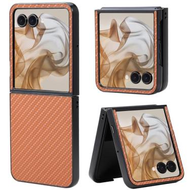 Imagem de Fourmor Capa para Motorola Razr Plus 2025/Razr Plus 2024 - Capa protetora à prova de choque com padrão de fibra | Cobertura total | Design leve e antiimpressões digitais