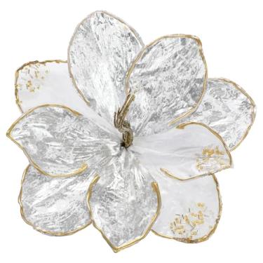 Imagem de Briful Flores artificiais amarílis de 53,8 cm, prata branca, caules de flores de amarílis falsas com pétalas mosqueadas especialmente projetadas, flores de árvore de Natal para decoração de guirlanda