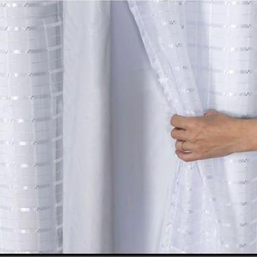 Imagem de cortina Blackout Blecaute PVC com Tecido Xadrez 1 parte 1,40 lar × 1,70/2,00 X 1,40(Branco,1,40 X 1,70 = 1 parte)
