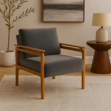 Imagem de Poltrona Yasmin Do Papai Decorativa Estofada Em Veludo Suede Para Área