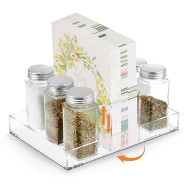 Imagem de Suporte de guardanapo de acrílico, dispensador de guardanapo transparente giratório para bandeja de sal e pimenta, caixa de lenços de acrílico para decoração de mesa de jantar, cozinha, bar