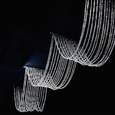 Imagem de FlavorThings Cortinas de teto com contas de cristal de 4,5 m de comprimento com kit de ferragens, painel de parede, divisória de janela com franja, para casamento, café, restaurante, peças, tela de