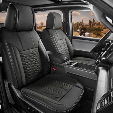 Imagem de Red Rain Capa de assento de couro preto para Chevy Silverado 2014-2018 1500 2500 3500 cabine dupla LT LZ LTZ Z71 Duramax High Country/GMC Sierra (Silverado-Black-2014/2018)