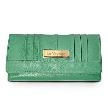 Imagem de Carteira Grande Feminina De Couro Cheque Cartões Documentos - Le Voyag