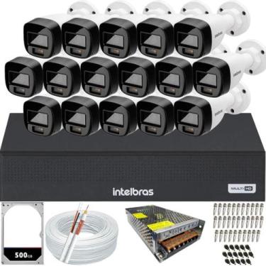 Imagem de Kit 16 Câmeras Intelbras 1220b Full Color Dvr 16 Canais Hd 500Gb Color