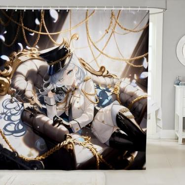 Imagem de Erosebridal Conjunto de cortinas de banheiro anime para meninas, cortinas de banho de anime japonês kawaii, 182,88 cm L x 213,4 cm C, desenho animado mangá menina, acessórios de banheiro de animação