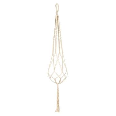 Imagem de Macramé Suporte para Planta Corda de Algodão 4 Pernas Vasinho Suspensão Interior Vasos Flores Design Versátil Tecido à Mão Resistente Decoração Prateleira Teto Varanda e Janela