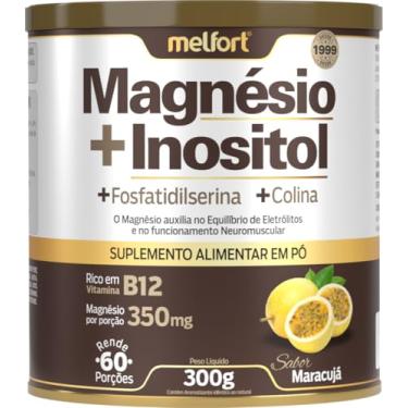 Imagem de Magnésio Inositol + Fosfatidilserina + Colina + Rico em vitamina B12-300 gramas - Rende 60 Porções - Sabor Maracujá