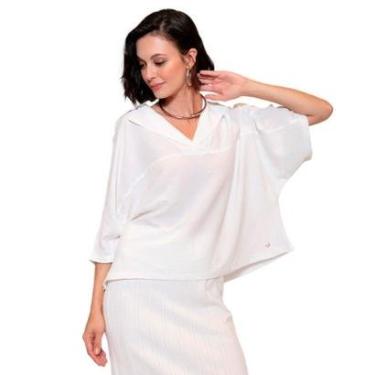 Imagem de Blusa Feminina Biamar Gola V Lapela Oversized Branco-Feminino