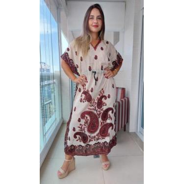Imagem de Vestido Kaftan Indiano Longo Estampado Plus Size - Cod. 13002 - ALÉCI 