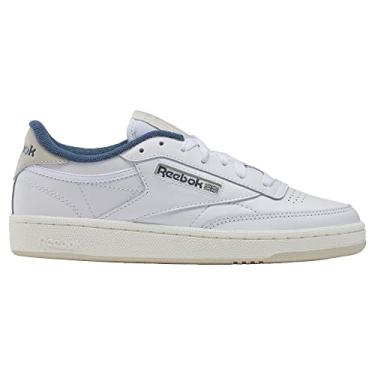 Imagem de Reebok Tênis de caminhada Club C 85 feminino, Branco/argolas azuis/estuque, 8