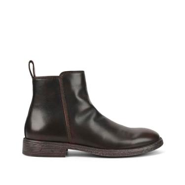Imagem de FIEEIF Bota Chelsea masculina de couro com zíper lateral elegante e confortável, Café, 41