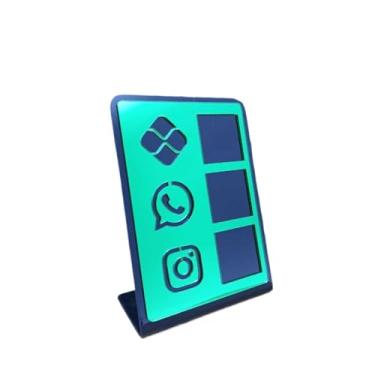 Imagem de Placa Pix Display em Plastico PS Mesa Balcão PIX Zap Instagram Interativo (ECONÔMICO)(Preto & Verde)