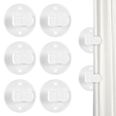 Imagem de LXUEJIE 6 peças de clipes de cortina de chuveiro, clipe autoadesivo para evitar respingos de água, proteção contra respingos à prova de vento para chuveiros internos, suporte de cortina de chuveiro