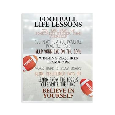 Imagem de Stupell Industries Arte de placa de parede de aulas de vida de futebol, design por Kim Allen, 14 x 11