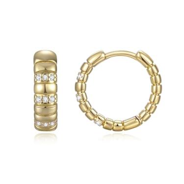 Imagem de Rhinelife - Brincos de argola femininos, banhados a ouro 18 K, hipoalergênicos, joias modernas para presente para ela, tamanho pequeno, médio e grande, Mini, Aço inoxidável, Sem pedra preciosa