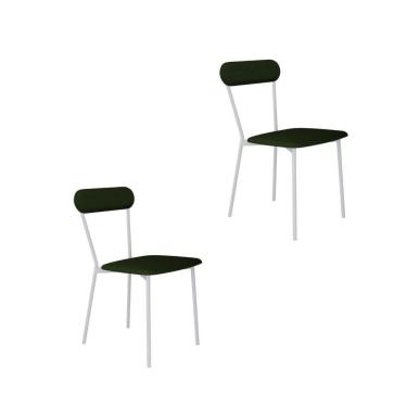 Imagem de Cadeira Vintage Emília Fixa C-4 Pes 450 X 505 X 810 Mm C-2 Un. Pés Brancos. Cy.vd.msg Verde Musgo City