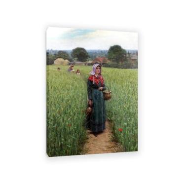 Imagem de SDYJ6GSW Edmund Leighton impressão em tela Hora do jantar por reproduções de pinturas famosas Edmund Leighton pôster arte de parede para sala de estar quarto decoração de parede 100 x 70 cm (83.8x71.1