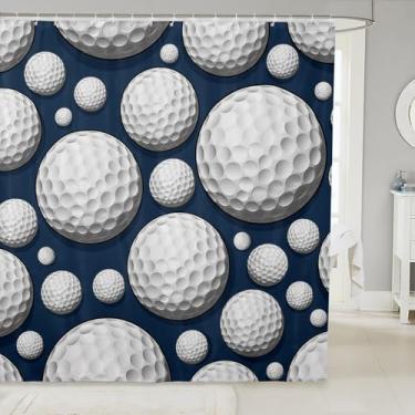 Imagem de Erosebridal Cortinas de banheiro azul marinho com estampa de bola de golfe 183 cm x 182 cm C para crianças, meninos, adolescentes e adultos, cortinas de banho esportivas para amantes de golfe