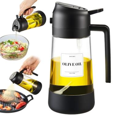 Imagem de PARACITY Frasco de óleo com fundo de silicone, pulverizador e dispensador de azeite 2 em 1, frasco de spray de óleo de 500 ml para cozinhar, cozinha, churrasco, fritadeira a ar, salada, assar (1 peça