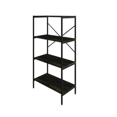 Imagem de Estante Com 4 Prateleiras 118x60x33cm Tub TUEH1164 Carvalho Dark Est.preta