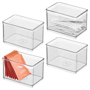 Imagem de Caixa organizadora pequena e rasa iDesign – Conjunto de 4 – Transparente – Feita nos EUA