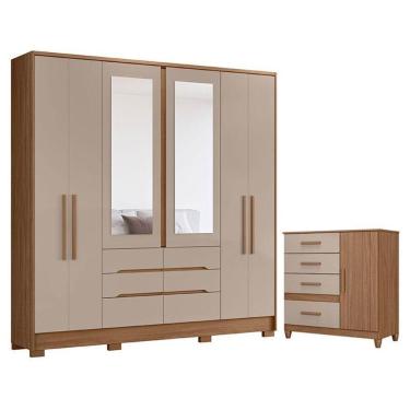 Imagem de Guarda Roupa Casal San Francisco E Cômoda Vênus Carvalho Fendi Com Pés - Moval