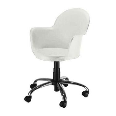 Imagem de Cadeira Giratória Base Cromada Polipropileno Moon Branco