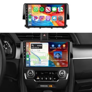 Imagem de Rádio 2G + 64G para Honda Civic 2016-2020, 【EQ DSP integrado Android 13】Estéreo automotivo com 5.0 Bluetooth, Android Auto sem fio, tela sensível ao toque IPS de 9 polegadas, câmera de backup IP69K
