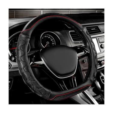 Imagem de ZNDAW Capa de volante de carro, protetor de volante de couro em forma de D de 38 cm com aderência confortável em favo de mel 3D, capa de volante antiderrapante respirável para a maioria dos carros