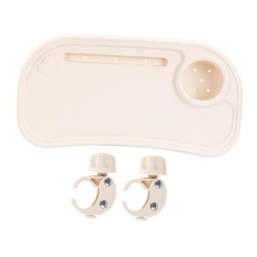 Imagem de menolana Bandeja universal para lanches em carrinhos de bebê com suporte para copos - Acessório para carrinhos de bebê - Bandeja removível para carrinho de, Branco
