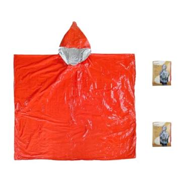 Imagem de King Mills Cobertores de emergência plus size para sobrevivência, cobertores térmicos de sobrevivência com capuz, cobertor de emergência Mylar ultraleve ao ar livre para acampamento, caminhada. Pacote