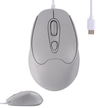 Imagem de Mouse com fio tipo C mouse de computador com cabo de 3,94 pés 4 botões 800-1200-1600 sensibilidade clique silencioso óptico portátil USB C mouse com fio para laptop, PC, MacBook, tablet, smartphone