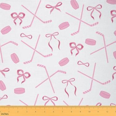 Imagem de Tecido de hóquei no gelo por jarda, lindo laço princesa DIY arte à prova d'água, gravata borboleta rosa impressa tecidos decorativos à prova d'água, tecidos de estofamento esportivo meninas mulheres